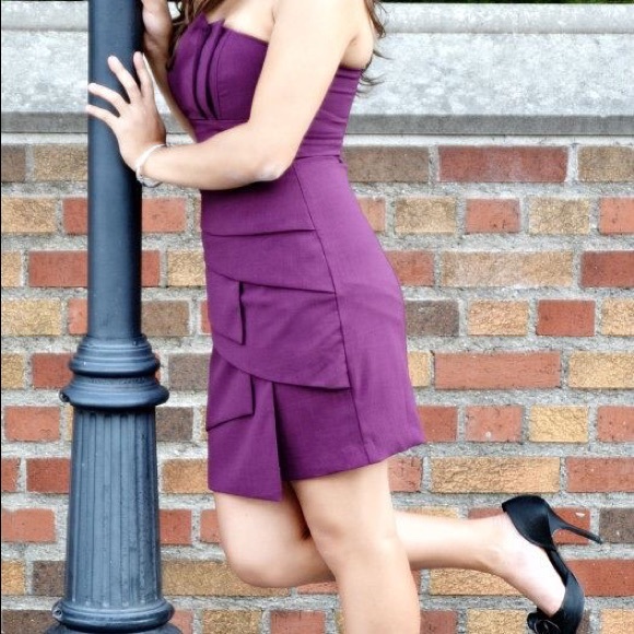 Wine Ruffle Dress - Picture 2 of 5